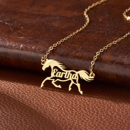 Personalized Name Horse Necklace