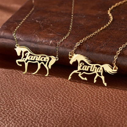 Personalized Name Horse Necklace
