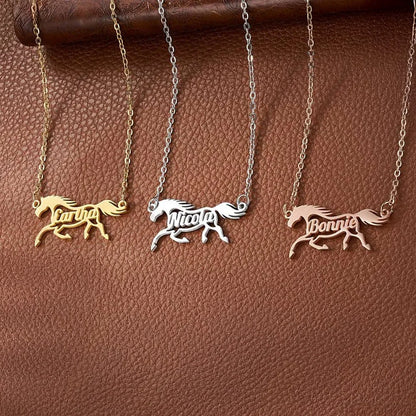 Personalized Name Horse Necklace