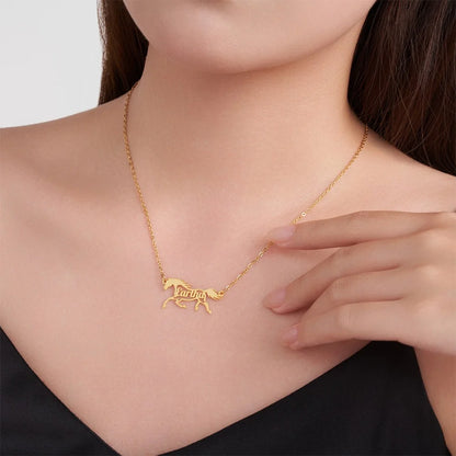 Personalized Name Horse Necklace