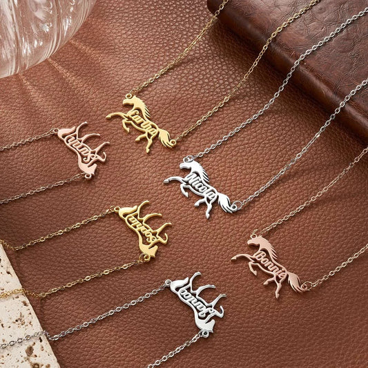 Personalized Name Horse Necklace