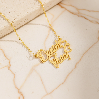 Personalized Double Name Necklace with Symbol