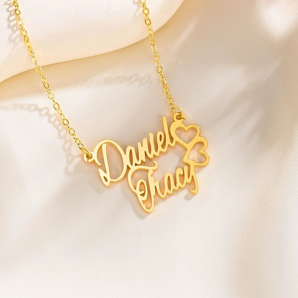 Personalized Double Name Necklace with Symbol