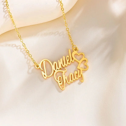 Personalized Double Name Necklace with Symbol