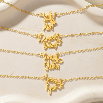 Personalized Double Name Necklace with Symbol