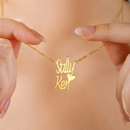 Personalized Double Name Necklace with Symbol