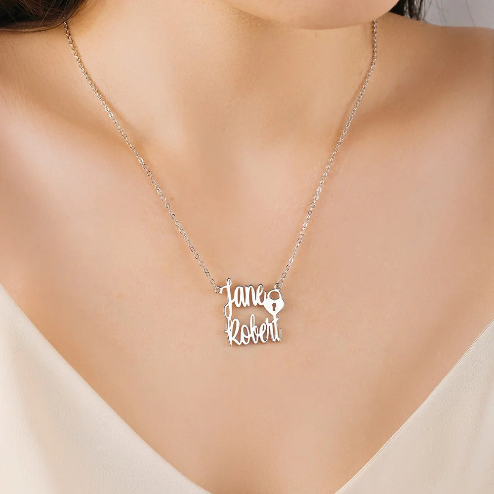 Personalized Double Name Necklace with Symbol