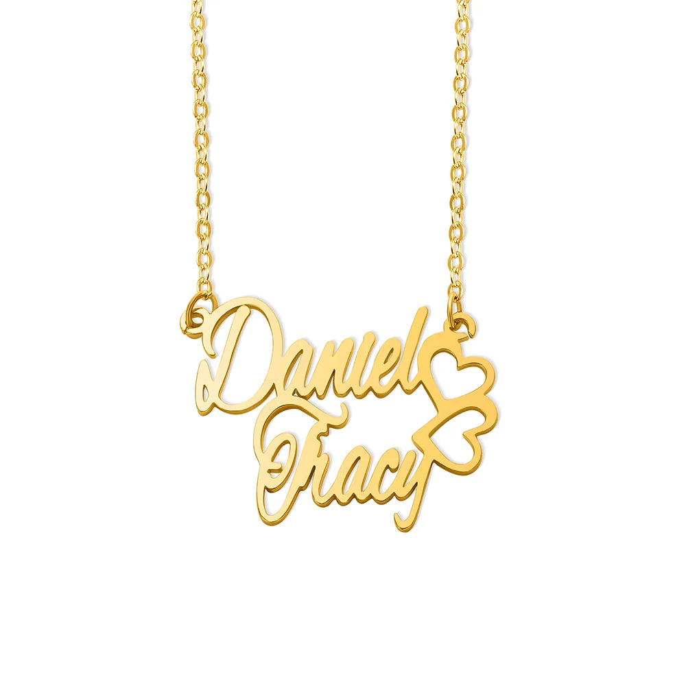 Personalized Double Name Necklace with Symbol