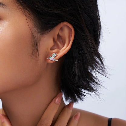 Custom Hummingbird Birthstone Stud Earrings