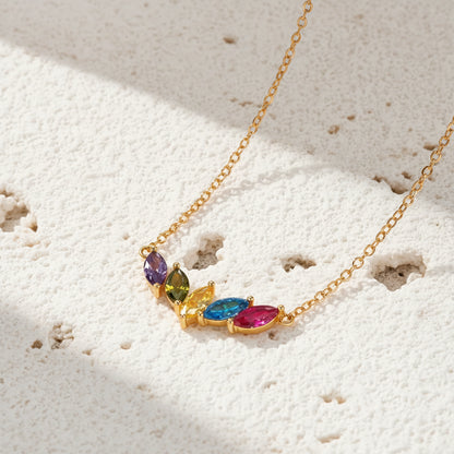 Custom 1-7 Marquise Birthstones Necklace