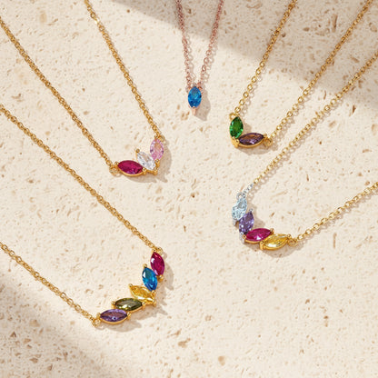 Custom 1-7 Marquise Birthstones Necklace