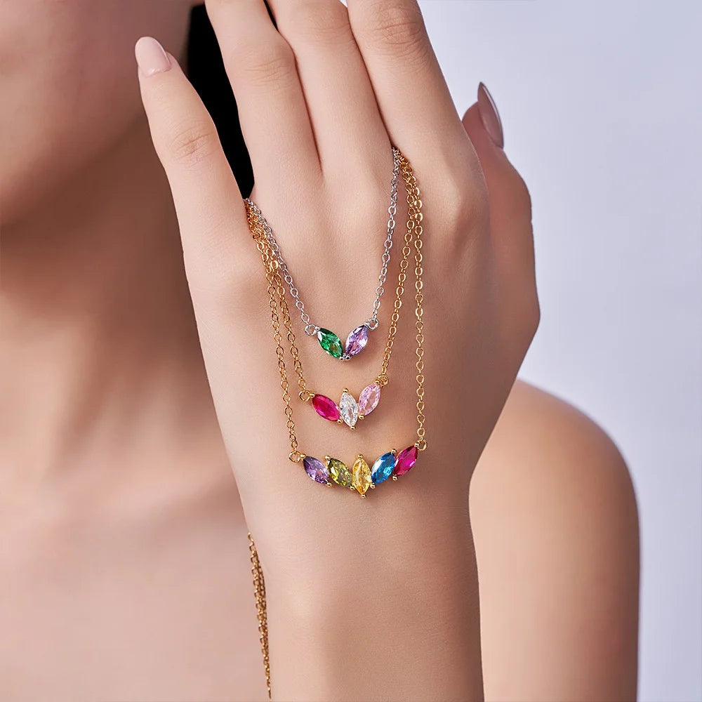 Custom 1-7 Marquise Birthstones Necklace