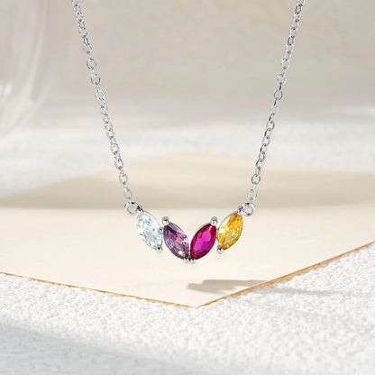 Custom 1-7 Marquise Birthstones Necklace