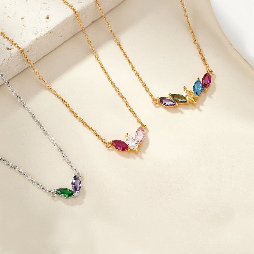 Custom 1-7 Marquise Birthstones Necklace