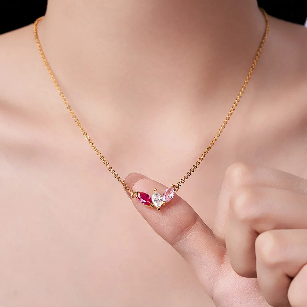 Custom 1-7 Marquise Birthstones Necklace