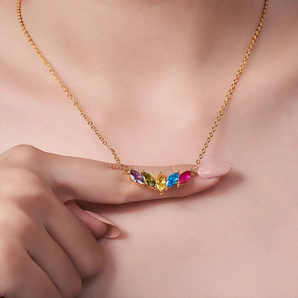 Custom 1-7 Marquise Birthstones Necklace