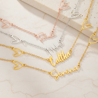 Custom Heart Chain Name Necklace
