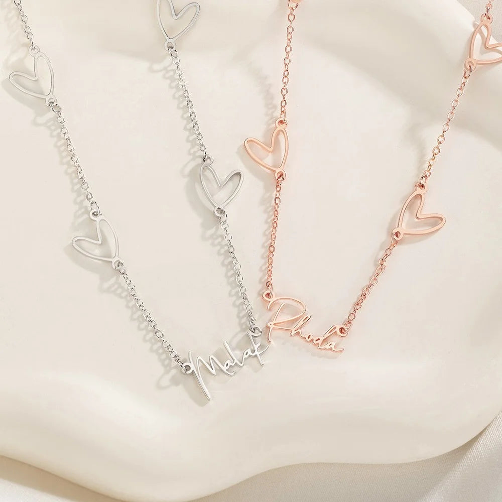 Custom Heart Chain Name Necklace