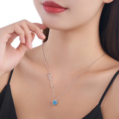 Personalized Heart Birthstone Necklace with Name