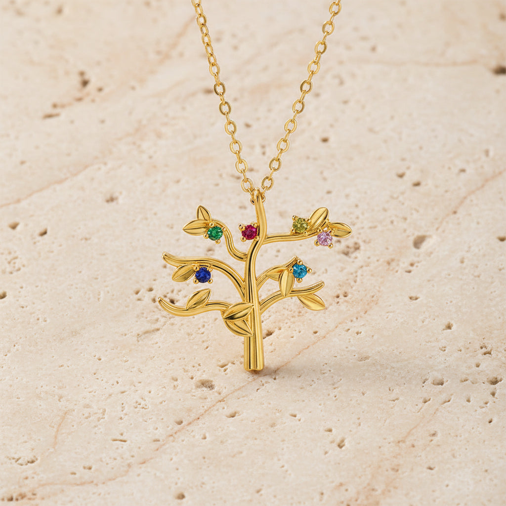 Custom 2-9 Birthstone Tree Necklace
