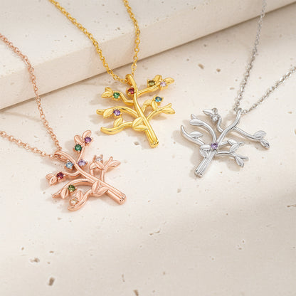 Custom 2-9 Birthstone Tree Necklace