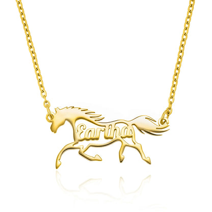 Personalized Name Horse Necklace