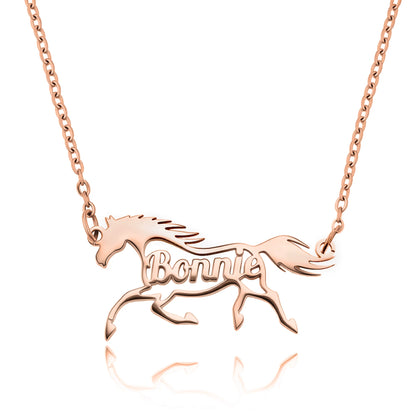 Personalized Name Horse Necklace