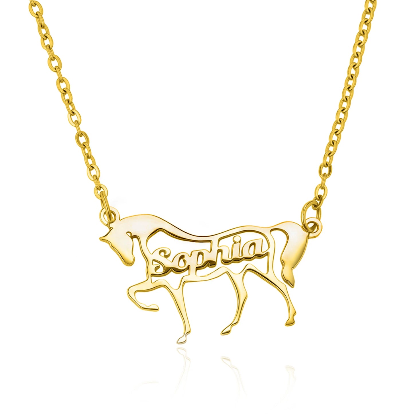 Personalized Name Horse Necklace