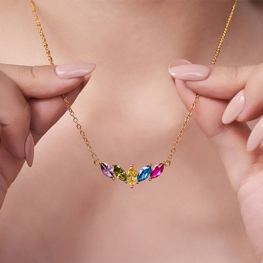 Custom 1-7 Marquise Birthstones Necklace