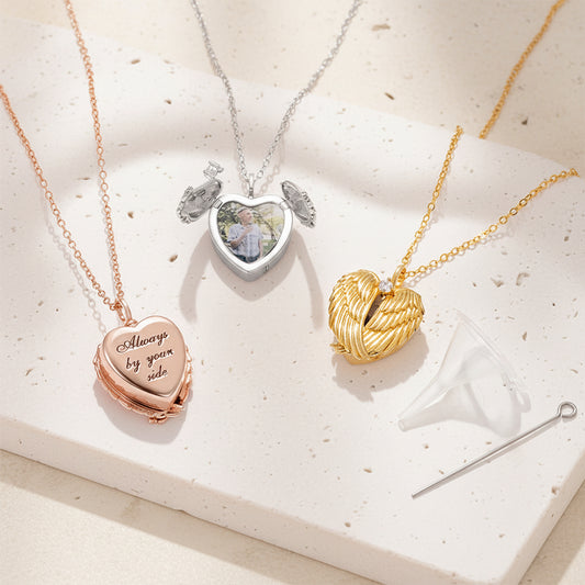 Angel Wings Photo Locket Urn Necklace