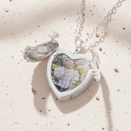 Angel Wings Photo Locket Urn Necklace