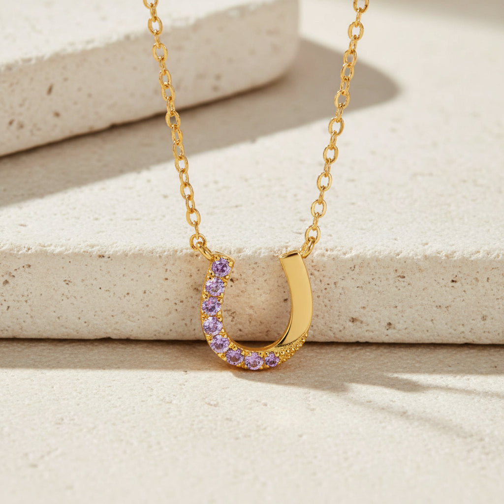 Custom Birthstone Horseshoe Necklace