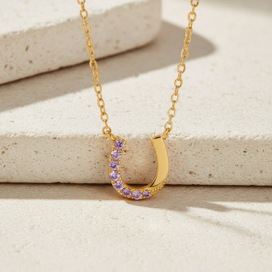 Custom Birthstone Horseshoe Necklace