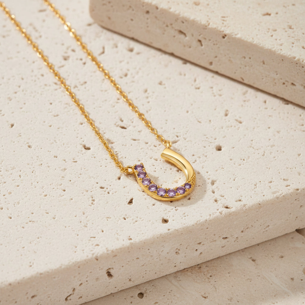 Custom Birthstone Horseshoe Necklace