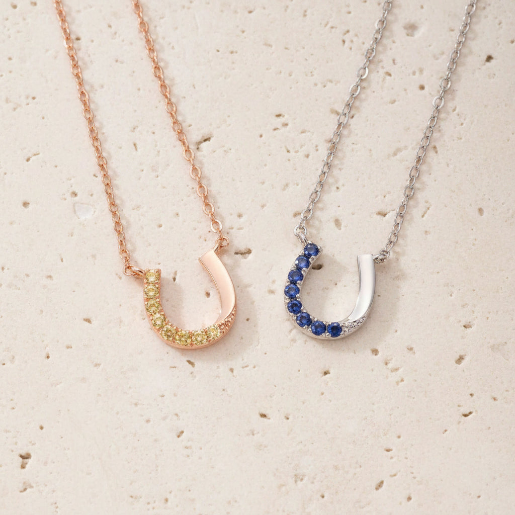 Custom Birthstone Horseshoe Necklace