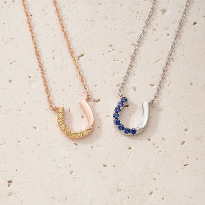Custom Birthstone Horseshoe Necklace