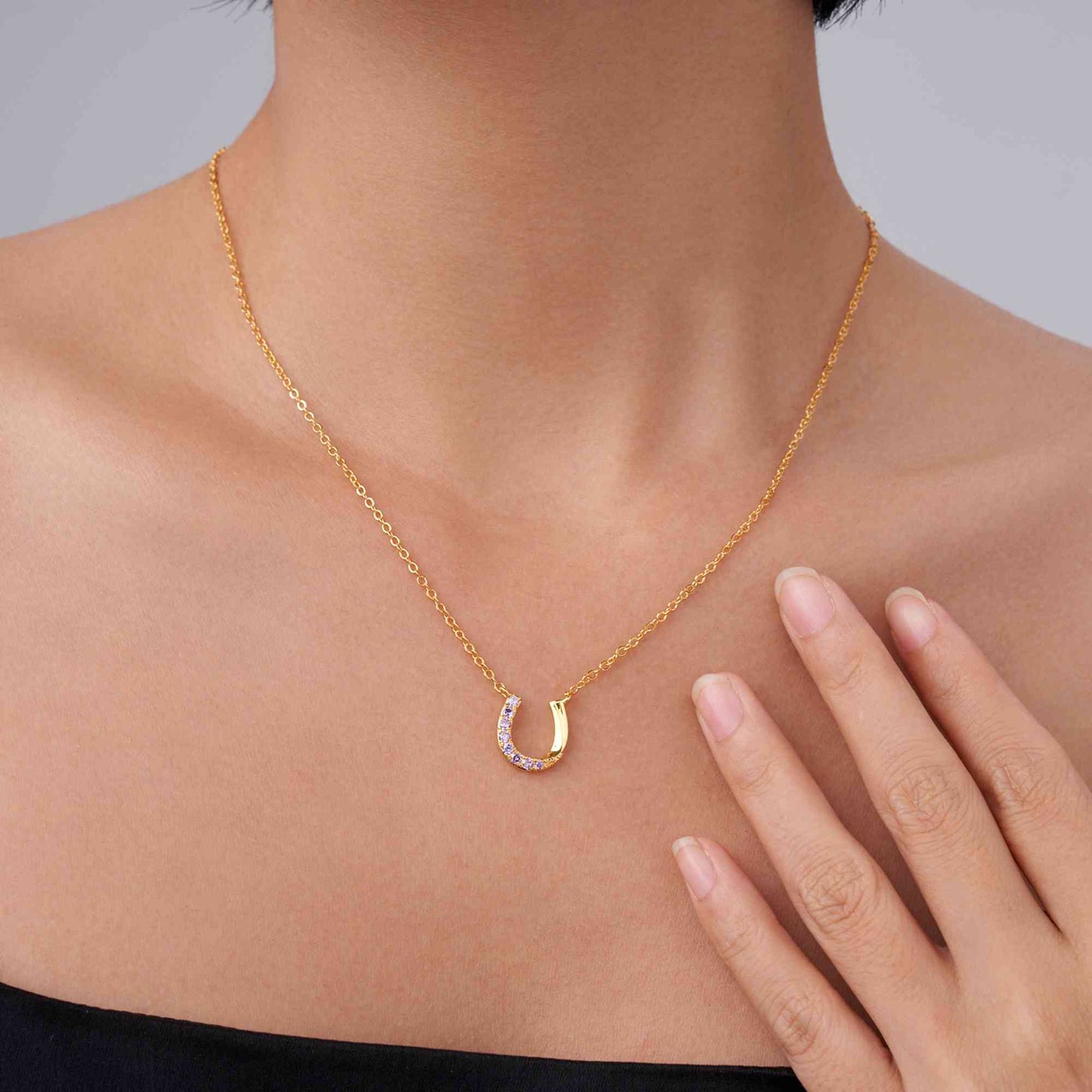 Custom Birthstone Horseshoe Necklace