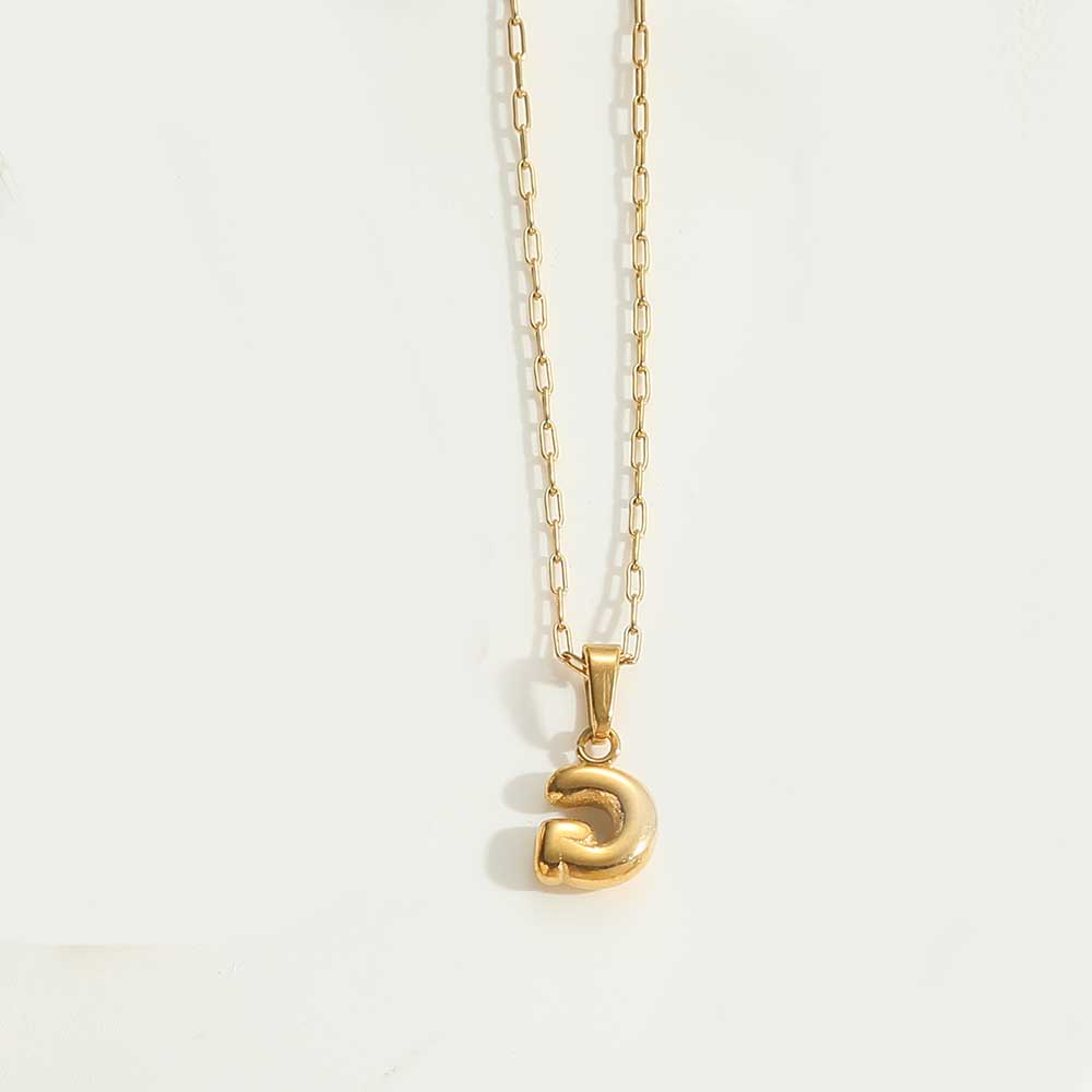 Minimalist Balloon Letter Pendant Necklace