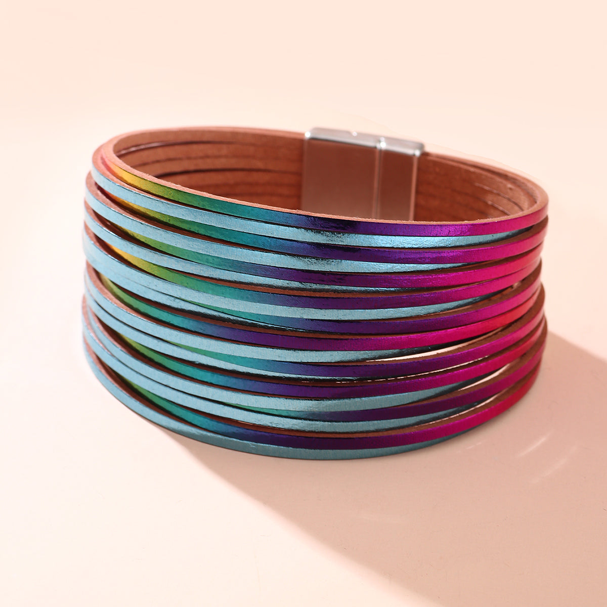 Metallic Leather Wrap Bracelet