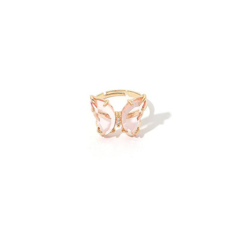 Dainty Crystal Butterfly Rings