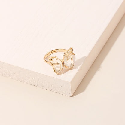 Dainty Crystal Butterfly Rings