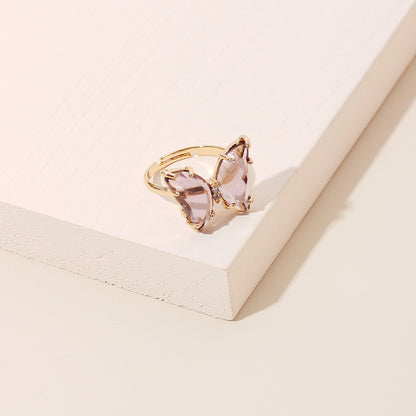 Dainty Crystal Butterfly Rings