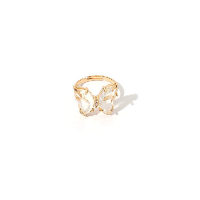 Dainty Crystal Butterfly Rings