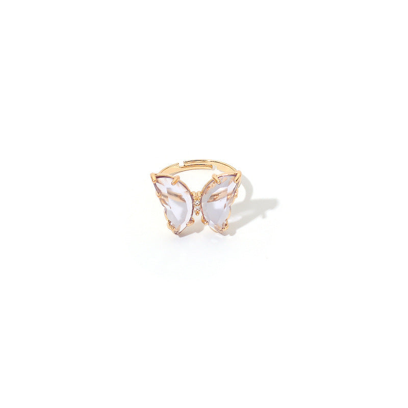 Dainty Crystal Butterfly Rings