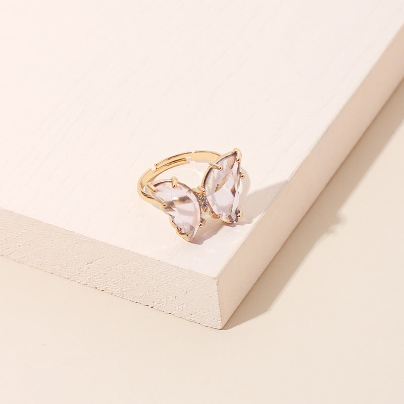 Dainty Crystal Butterfly Rings