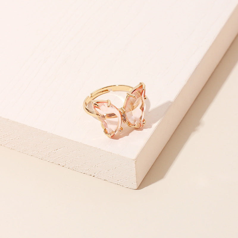 Dainty Crystal Butterfly Rings