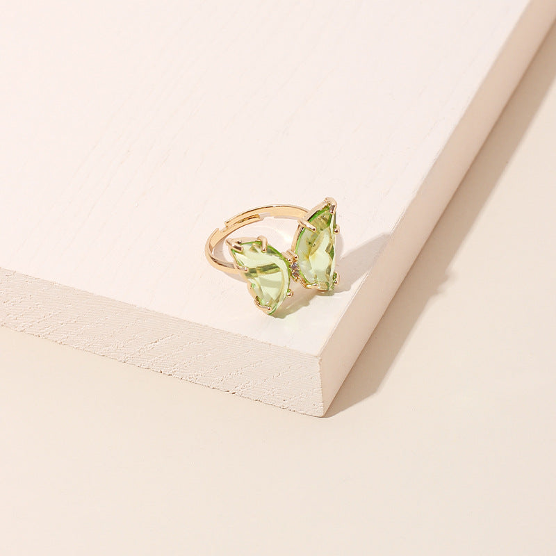 Dainty Crystal Butterfly Rings