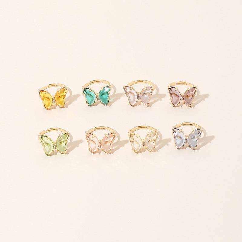 Dainty Crystal Butterfly Rings