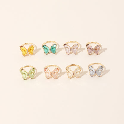 Dainty Crystal Butterfly Rings