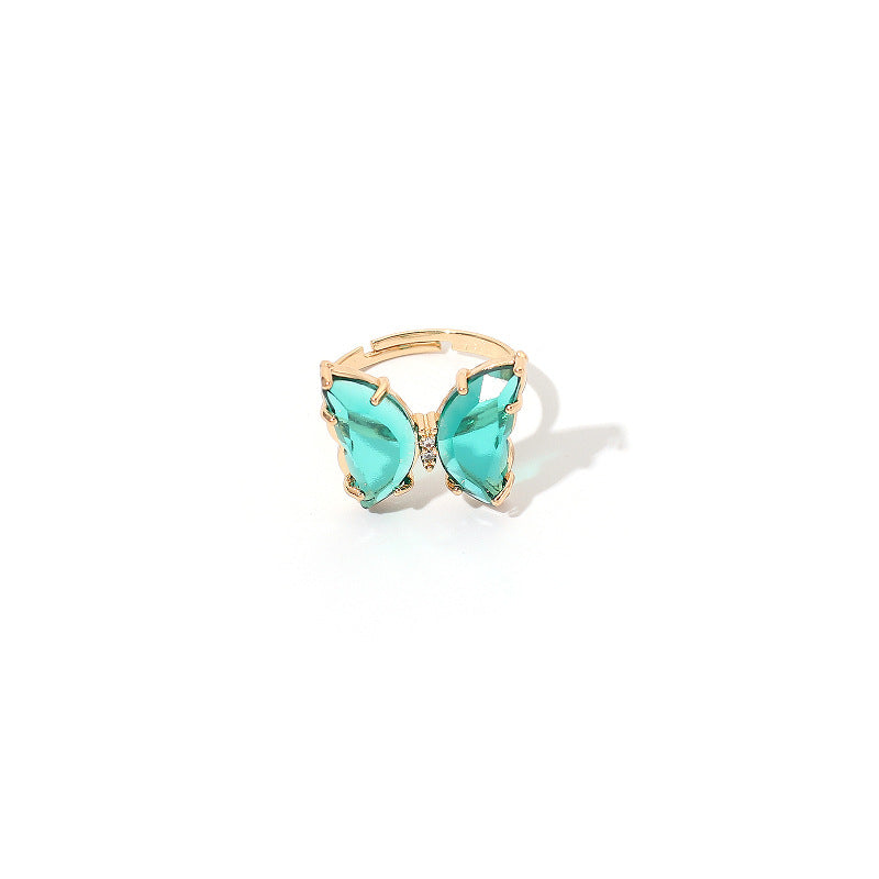 Dainty Crystal Butterfly Rings